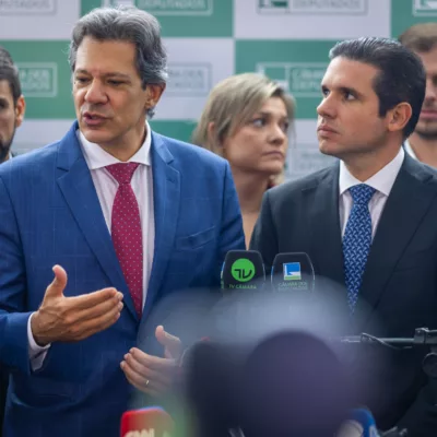 Fernando Haddad se reúne com o presidente da Câmara dos Deputados, Hugo Motta (Foto Diogo Zacarias/MF)