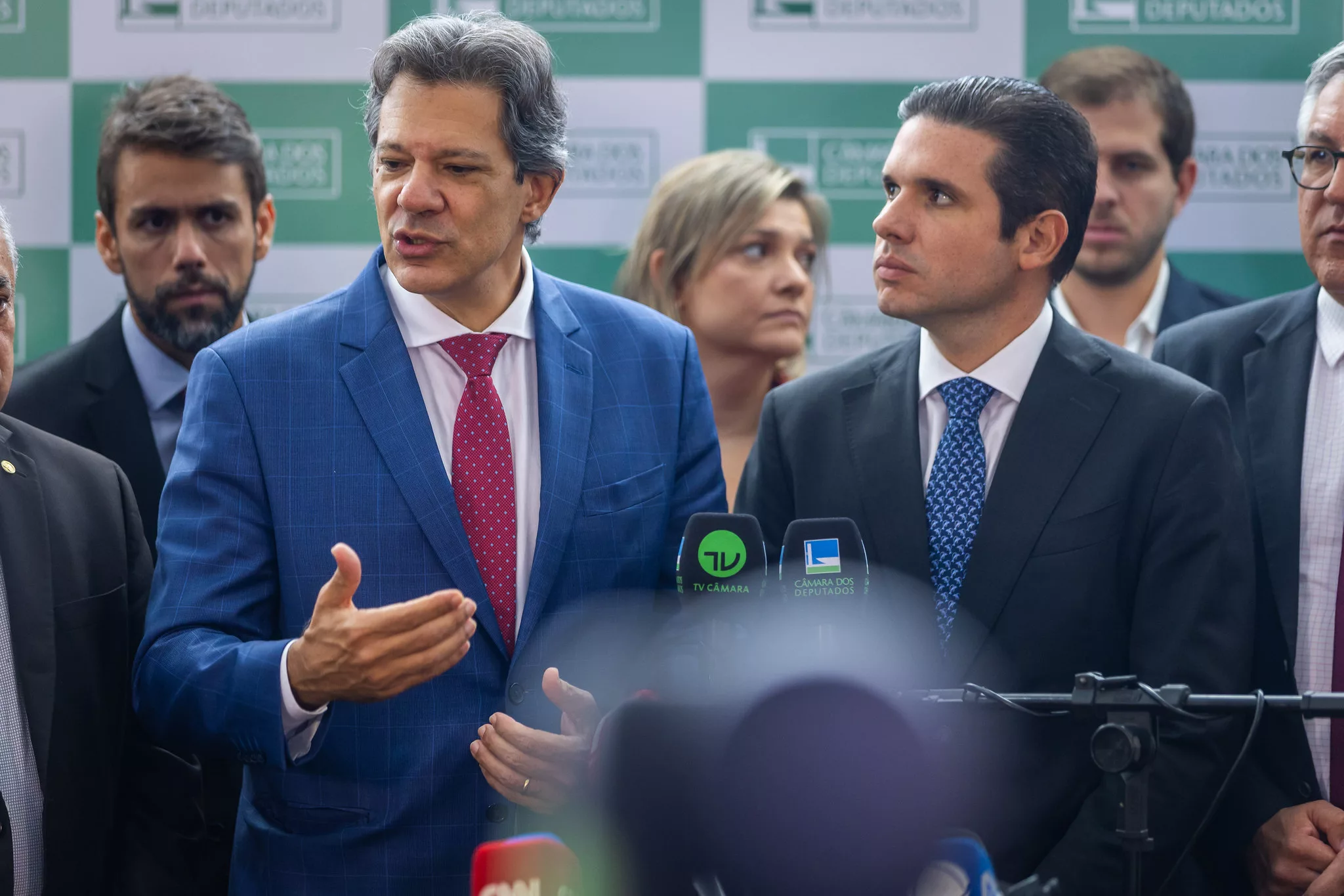 Fernando Haddad se reúne com o presidente da Câmara dos Deputados, Hugo Motta (Foto Diogo Zacarias/MF)