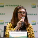 Presidente da Petrobras, Magda Chambriard, durante entrevista coletiva no Rio de Janeiro. Foto: Rafa Pereira / Petrobras