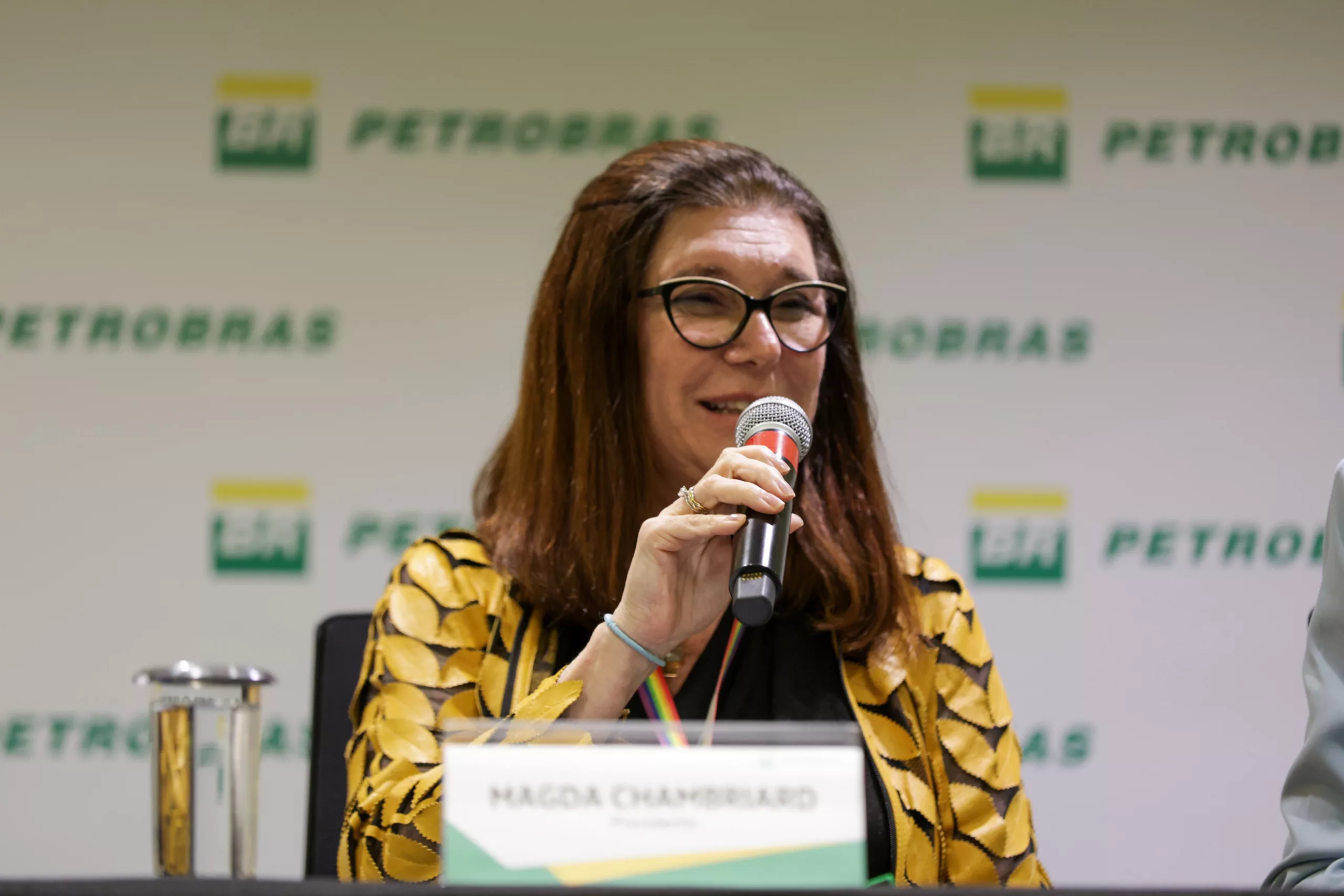 Presidente da Petrobras, Magda Chambriard, durante entrevista coletiva no Rio de Janeiro. Foto: Rafa Pereira / Petrobras