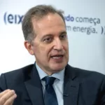 Diretor da Abegás, Marcelo Mendonça, em entrevista ao estúdio eixos no 11º Fórum do Biogás, em 20/2/2024 (Foto Victor Curi)
