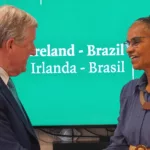 Marina Silva se encontra com o ministro dos Transportes da Irlanda, Seán Canney, em 12/3/2025 (Foto Rogério Cassimiro/MMA)