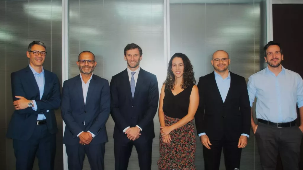 Mauro Andrade (diretor da Prumo), Marcus Ricchezza (Prumo), Juan Pablo Freijo (CEO da Sempe), Letícia Villa-Forte (Prumo), Ubiratan Castro (Sempen), Luiz Trevia (Porto do Açu) | Foto Divulgação