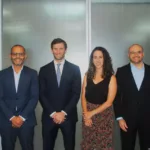 Mauro Andrade (diretor da Prumo), Marcus Ricchezza (Prumo), Juan Pablo Freijo (CEO da Sempe), Letícia Villa-Forte (Prumo), Ubiratan Castro (Sempen), Luiz Trevia (Porto do Açu) | Foto Divulgação