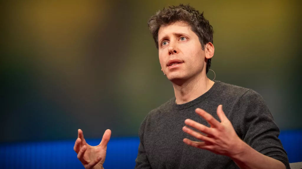 CEO da OpenAI, Sam Altman, fala durante painel sobre agentes de IA e superinteligência, em 11 de abril de 2025 (Foto Reprodução TED Talks)