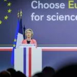 Ursula von der Leyen, presidente da Comissão Europeia, participa do evento "Escolha a Europa para a Ciência", na Sorbonne, em Paris (Foto EC Audiovisual Service)