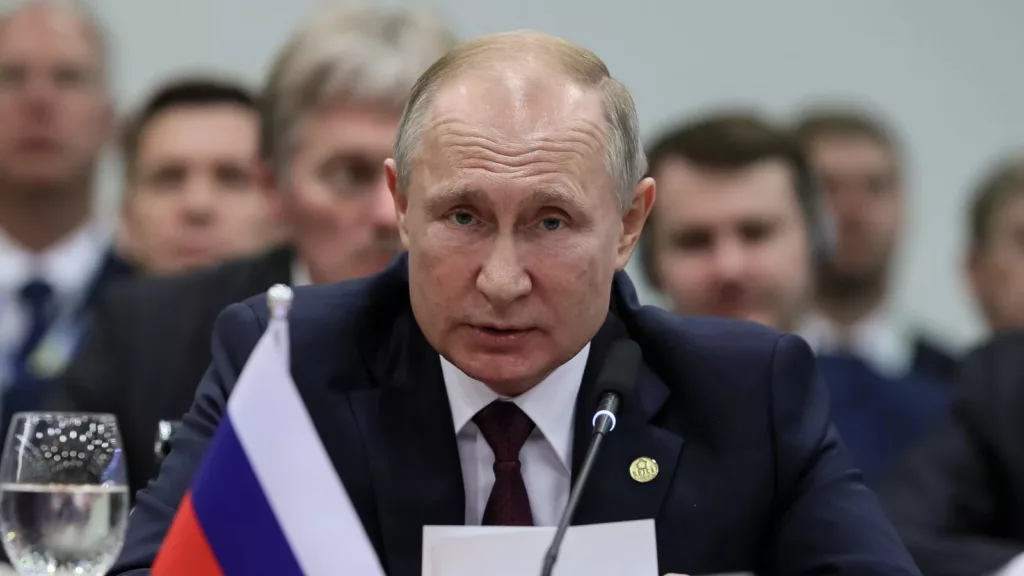 Vladimir Putin, presidente da Rússia, em Sessão Plenária da XI Cúpula de Líderes do Brics, em 14 de novembro de 2019 (Foto Isac Nóbrega/PR)