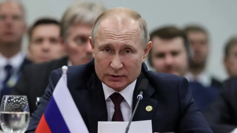 Vladimir Putin, presidente da Rússia, em Sessão Plenária da XI Cúpula de Líderes do Brics, em 14 de novembro de 2019 (Foto Isac Nóbrega/PR)