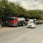 Protesto de caminhoneiros na base da Vibra em Betim (MG), iniciado na manhã de segunda, 9 de junho de 2025 (Foto Divulgação Sinditanque-MG)