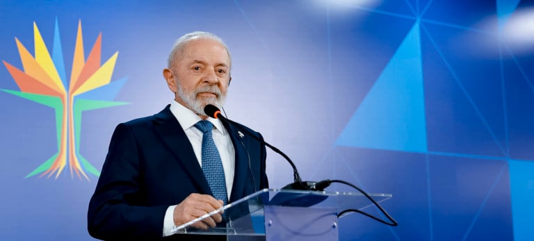 Presidente da República, Luiz Inácio Lula da Silva, discursa na reunião de Cúpula dos Brics, em 6 de julho de 2025 (Foto Ricardo Stuckert/PR)