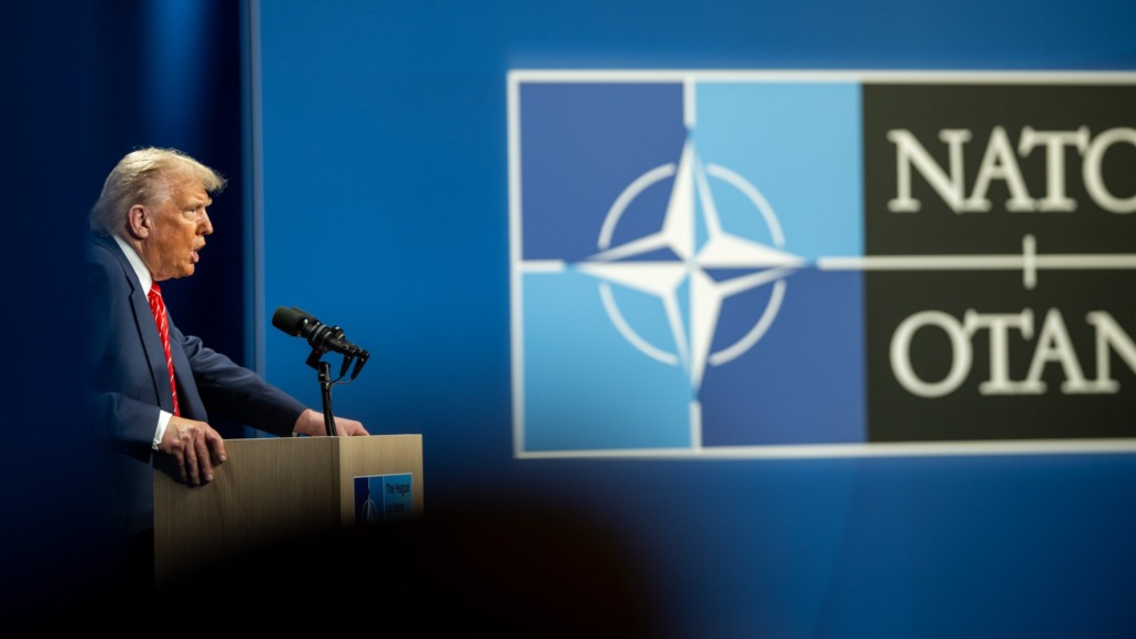 Donald Trump participa de coletiva de imprensa durante a Cúpula da Otan de 2025, em 25 de junho, no Fórum Mundial em Haia, nos Países Baixos (Foto Daniel Torok/Oficial Casa Branca)