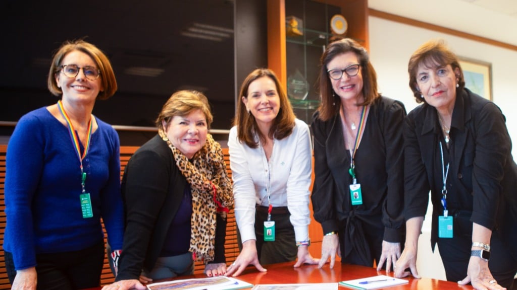 Diretoras da Petrobras Clarice Coppetti, Angelica Laureano, Renata Baruzzi, Magda Chambriard (CEO) e Sylvia Anjos (Foto Eduardo Gaspar/Agência Petrobras)