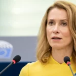 Kaja Kallas, ministra das Relações Exteriores da UE, fala ao Parlamento Europeu em 2022 (Foto Philippe Stirnweiss/União Europeia)