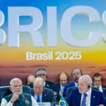 Primeiro-Ministro da Índia, Narendra Modi e o Presidente da República, Luiz Inácio Lula da Silva, durante a Sessão plenária “Meio Ambiente, COP30 e Saúde Global”, no Museu de Arte Moderna (MAM). Rio de Janeiro - RJ. Foto: Ricardo Stuckert / PR