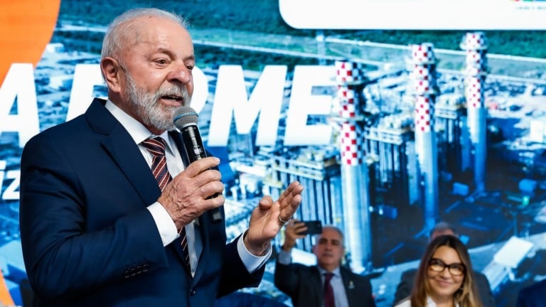 Lula fala durante a inauguração da termelétrica GNA II, no Porto do Açu, em São João da Barra (RJ), em 28 de julho de 2025 (Foto Ricardo Stuckert/PR)