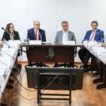 Ministros Geraldo Alckmin, Rui Costa, Fernando Haddad e Simone Tebet participam de comitê para negociação das tarifas de 50% dos EUA, em 15 de julho de 2025 (Foto Lula Marques/Agência Brasil)