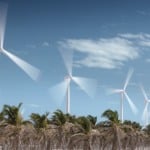 Aerogeradores em funcionamento no litoral brasileiro (Foto Divulgação CPFL Eólica)