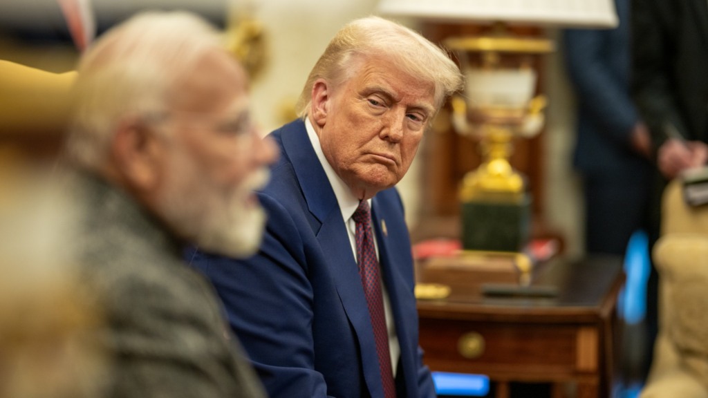 Donald Trump durante reunião bilateral com o primeiro-ministro da Índia, Narendra Modi, no Salão Oval da Casa Branca, em 13 de fevereiro de 2025 (Foto Oficial Casa Branca)