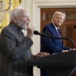 Donald Trump durante reunião bilateral com o primeiro-ministro da Índia, Narendra Modi, no Salão Oval da Casa Branca, em 13 de fevereiro de 2025 (Foto Oficial Casa Branca)
