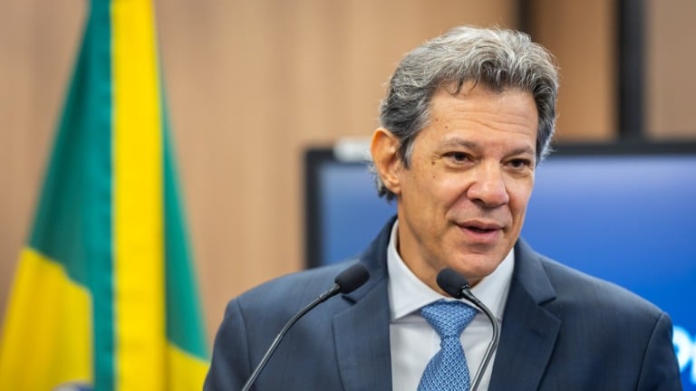 Fernando Haddad durante coletiva sobre operações da PF e Receita contra o crime organizado no setor de combustíveis, em 28 de agosto de 2025 (Foto Diogo Zacarias/MF)
