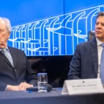Lewandowski e Haddad durante coletiva sobre operações da PF e Receita contra o crime organizado no setor de combustíveis, em 28 de agosto de 2025 (Foto Diogo Zacarias/MF)