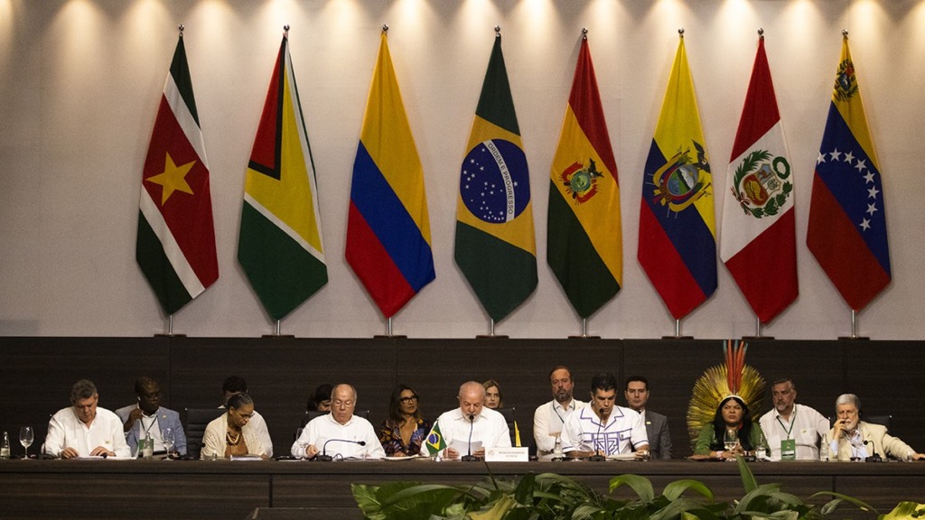 Lula e ministros participam da reunião dos países da OTCA em Belém (PA), durante a Cúpula da Amazônia, em 8 de agosto de 2023 (Foto Oswaldo Forte/OTCA)