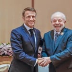 Presidente Lula se reúne com o presidente da França, Emmanuel Macron, no Bharat Mandapam em Nova Delhi, Índia, 10 de setembro de 2023 (Foto Ricardo Stuckert/PR)