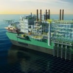 Projeto3D da plataforma das plataformas FPSO P-84 (Atapu) e P-85 (Sépia), cada uma, com capacidade diária de produção offshore de 225 mil barris de petróleo e processamento de 10 milhões de metros cúbicos de gás natural (Foto Agência Petrobras)