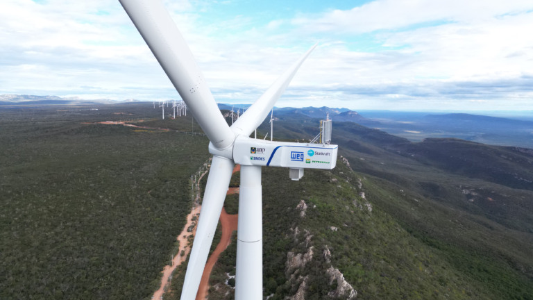 Aerogerador tem potência de 7 MW e está localizado no Parque Eólico de Seabra (Foto: Divulgação)