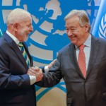 Lula cumprimenta António Guterres, secretário-geral da ONU, durante encontro em Nova York (EUA), em 24 de setembro de 2024 (Foto Ricardo Stuckert/PR)