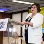 Diretora de Transição Energética da Petrobras, Angélica Laureano, fala durante a abertura dos diálogos da transição 2025, na sede da Firjan no Rio, em 24 de outubro (Foto: Juliana Rezende/agência eixos) 
