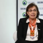 Sylvia Anjos, diretora de Exploração e Produção da Petrobras, durante entrevista ao estúdio eixos na OTC Brasil 2025, no Rio, em 29 de outubro (Foto Juliana Juliana Rezende/agência eixos)