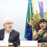 07/10/2025. Audiência da campanha Amazônia livre de combustíveis fósseis na Câmara dos Deputados, com Ivan Valente e Célia Xakriabá (Michel Jesus, Câmara dos Deputados)