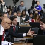Esperidião Amin e Cid Gomes durante reunião da Comissão de Constituição, Justiça e Cidadania (CCJ), no Senado (Foto Pedro França-Agência Senado)
