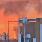 Incêndio atinge blue zone da COP30, em Belém, no Pará, em 20 de novembro de 2025 (Foto Reprodução X Belem Hoje)