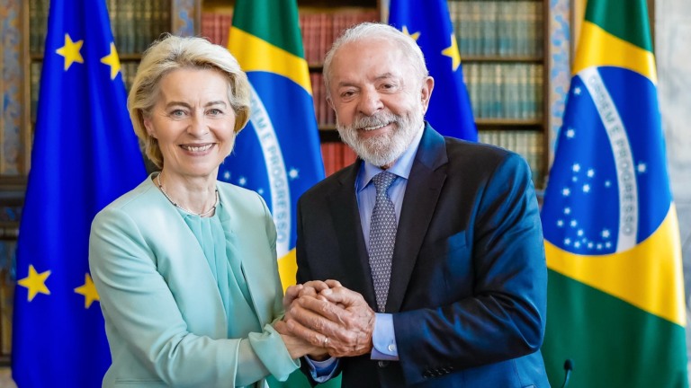 Lula durante reunião com a presidente da Comissão Europeia, Ursula von der Leye, sobre acordo UE-Mercosul, no Palácio do Itamaraty no Rio, em 16 de janeiro de 2025 (Foto Ricardo Stuckert/PR)