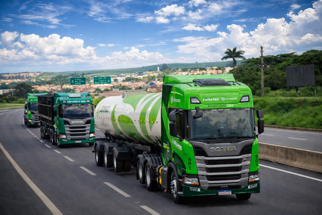 Citrosuco inicia testes com uso de biometano na frota de caminhões (Foto: Divulgação/Citrosuco) Citrosuco inicia testes com uso de biometano na frota de caminhões (Foto: Divulgação/Citrosuco)