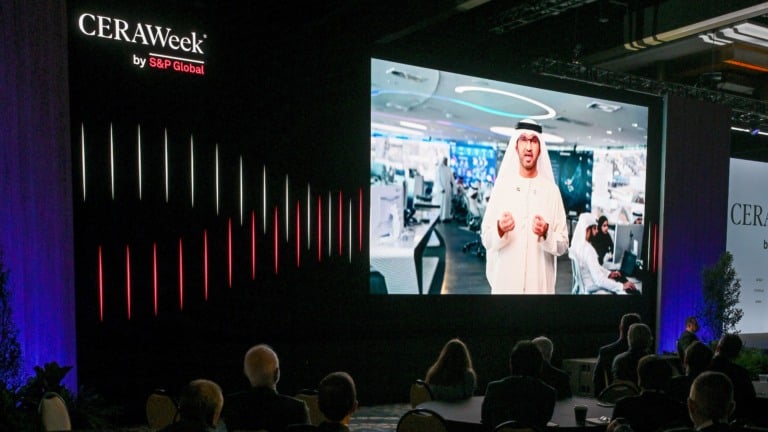 Sultão Ahmed Al Jaber, CEO da Adnoc, durante a CERAweek 2026, evento da S&P Global em Houston, em 23 de março (Foto Grant Miller Photography)