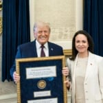 Donaldo Trump recebe Maria Corina Machado na Casa Branca ap&oacute;s captura de Nicol&aacute;s Maduro (Casa Branca)