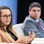 Veronica Coelho e Pietro Mendes durante a CERAWeek 2026, evento da S&P Global em Houston, em 23 de mar&ccedil;o (Foto Grant Miller Photography)